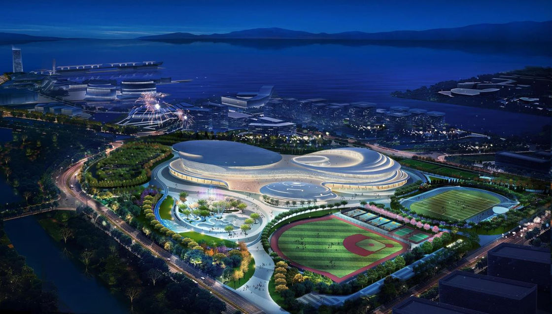 Diseño de forma especial de marco metálico gimnasio de deportes de interior Ocausation Estructura de acero Estadio de interior